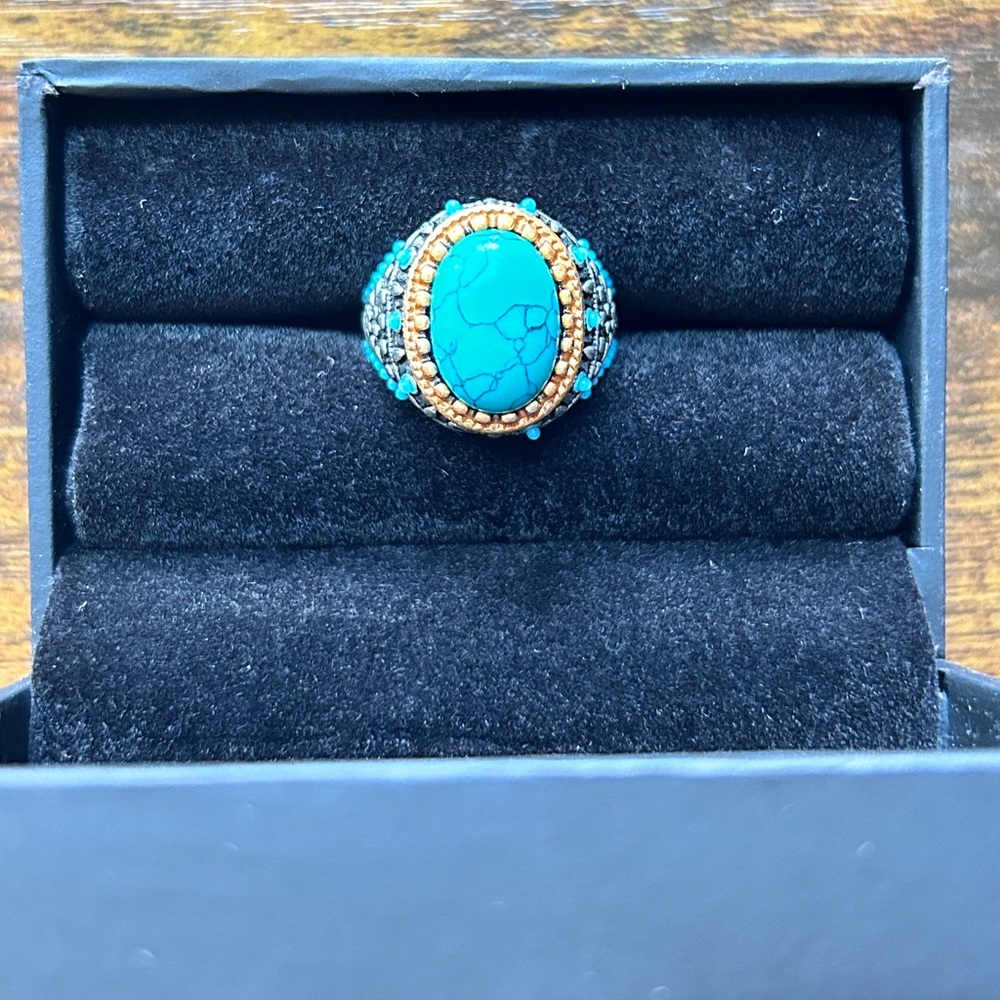 Antique Turquoise and Gold Statement Ring